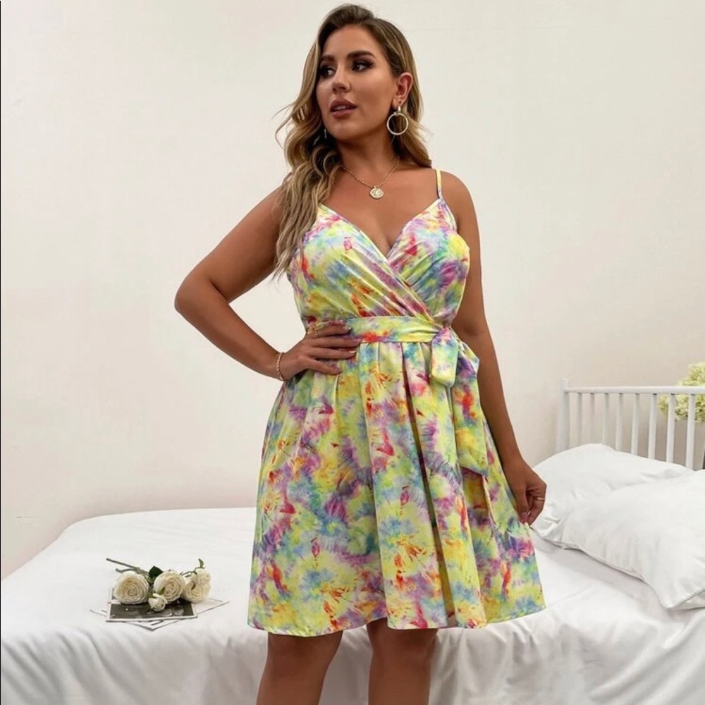 Tie Dye Belted Cami Dress